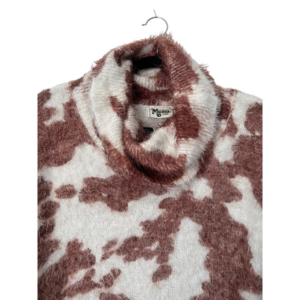 Show Me Your Mumu Large Frances Sweater Holy Cow‎ Knit Soft Fuzzy Cowl Neck